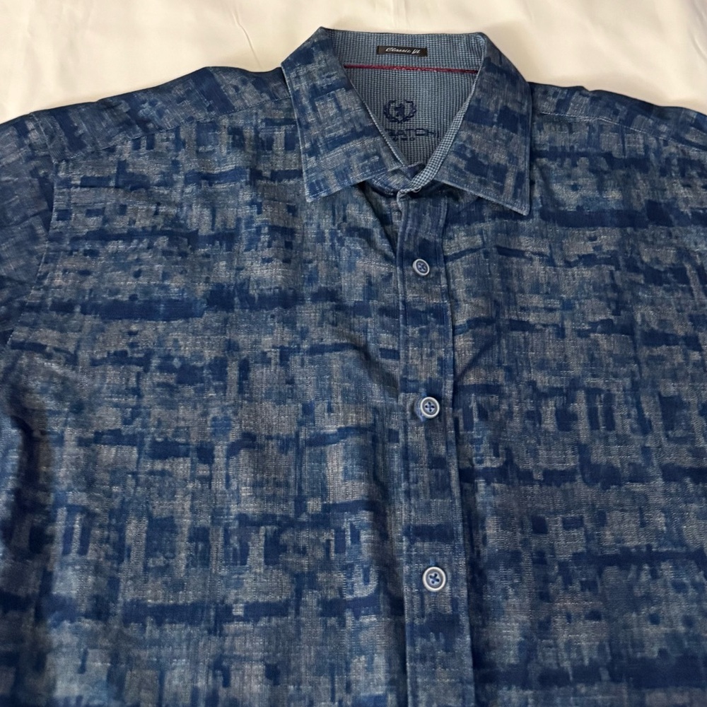 Bugatchi Uomo Classic Fit Patterned Blue & Gray L… - image 6